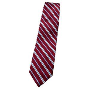 NEW BARBA 7fold Men's 100% Silk Necktie LUXURY Tie Red Blue Striped W:3.5"